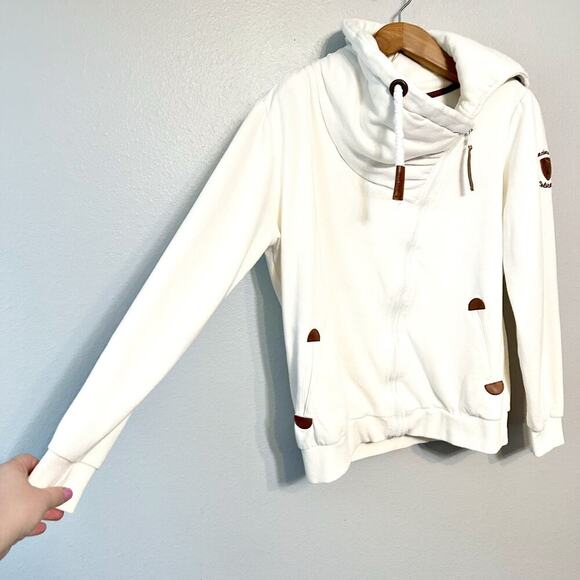 High Camp Outfitters Breckenridge CO Chunky White Zip Sweatshirt women's large - Picture 3 of 15